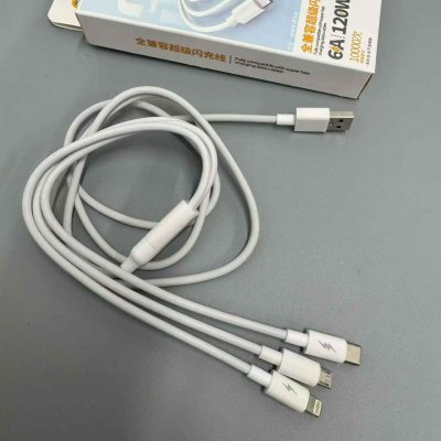电商下架3000套，6A超级快充数据线一拖三，120W，支持苹果15 16手机，TPE线材，4芯镀锡铜带铝箔，